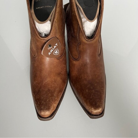 Ariat Brown Western Ankle Booties with Pointed Toe - Picture 11 of 14